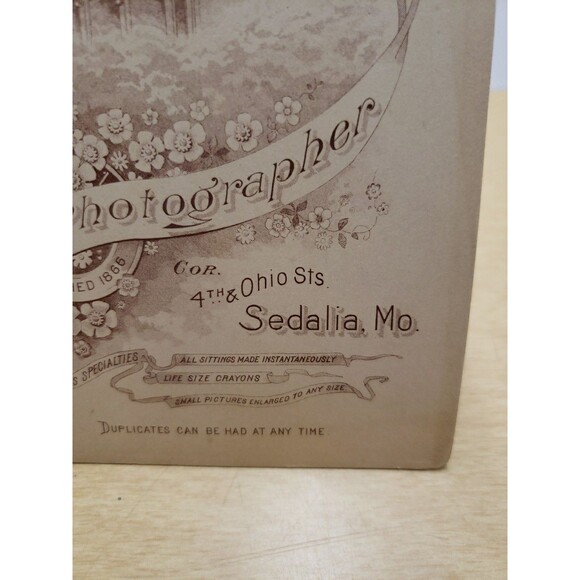 Antique Cabinet Card Photo c1880s Baby Infant LaTour Photographer Sedalia MO - Picture 8 of 15